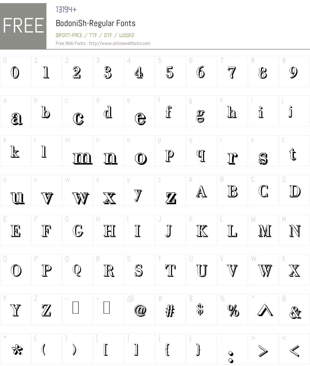 BodoniSh Font Screenshots