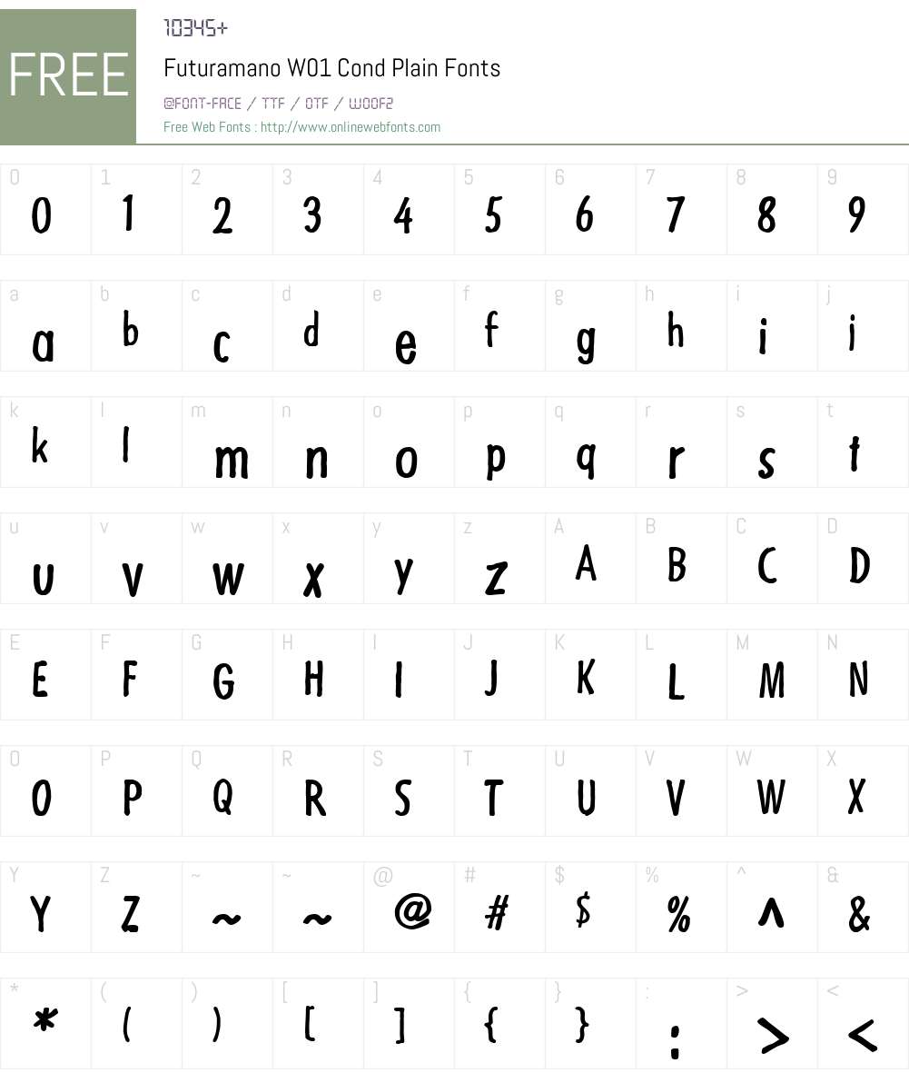 FuturamanoW01-CondPlain Font Screenshots