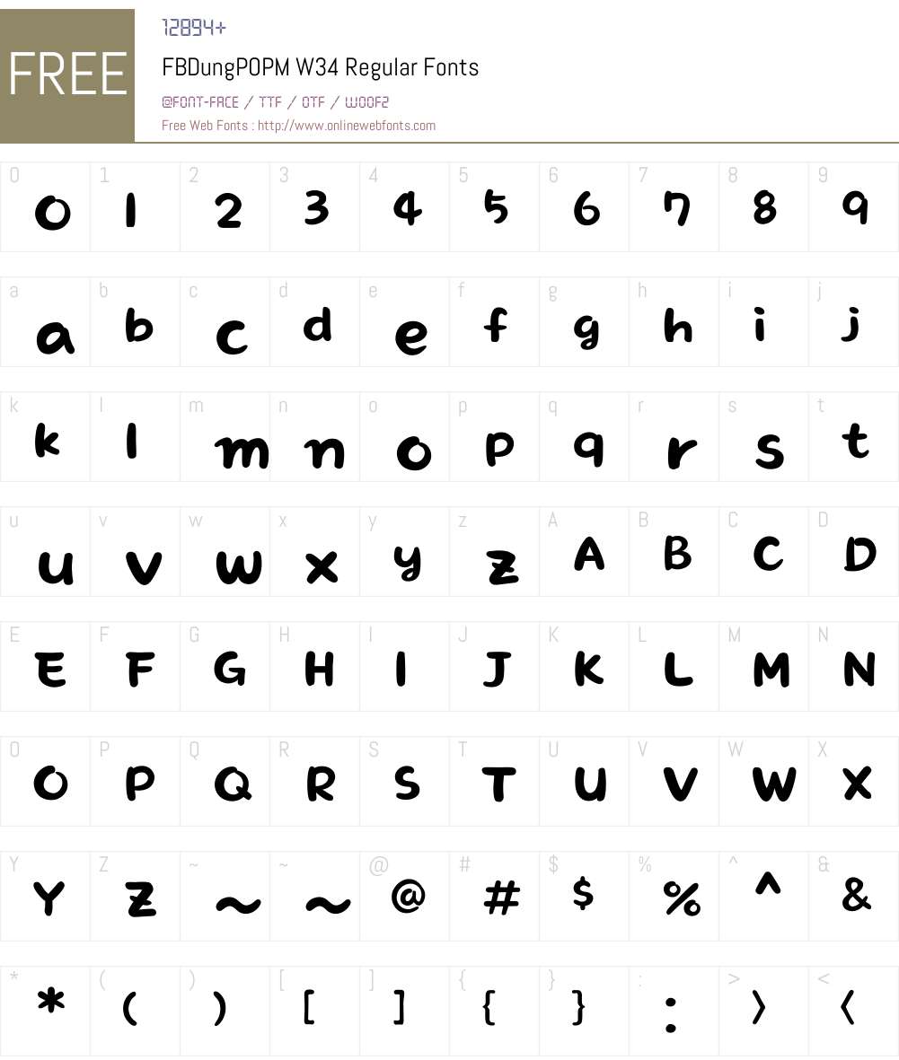 FBDungPOPMW34-Regular Font Screenshots