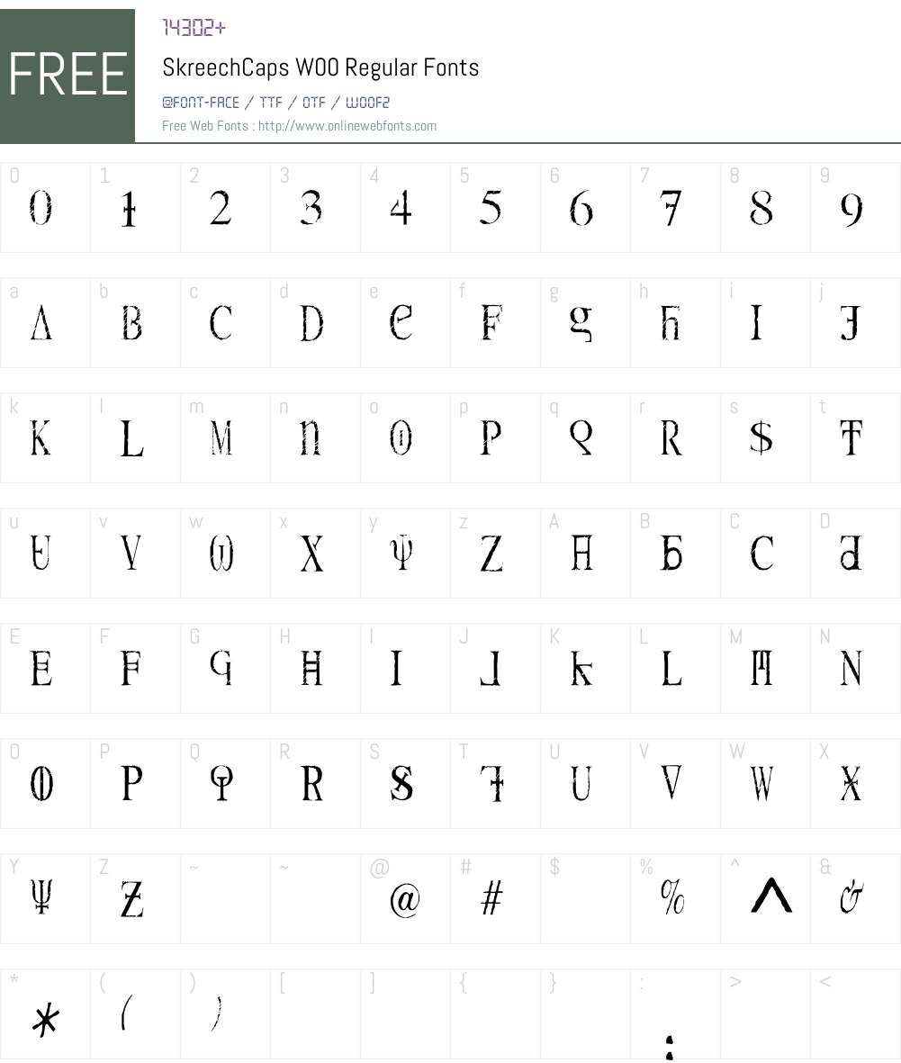 Skreech Caps Font Screenshots