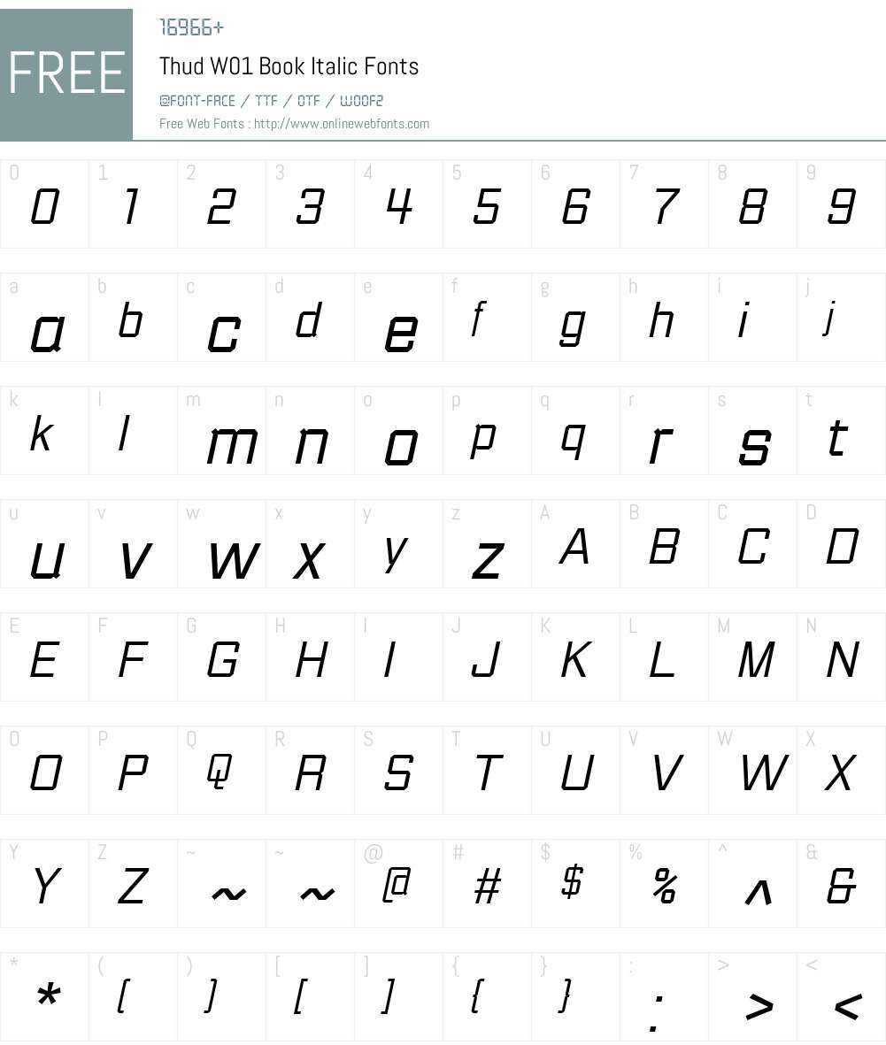 ThudW01-BookItalic Font Screenshots