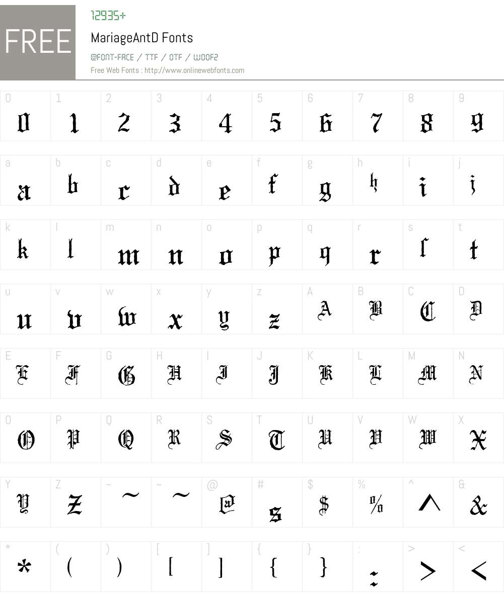 MariageAntD Font Screenshots