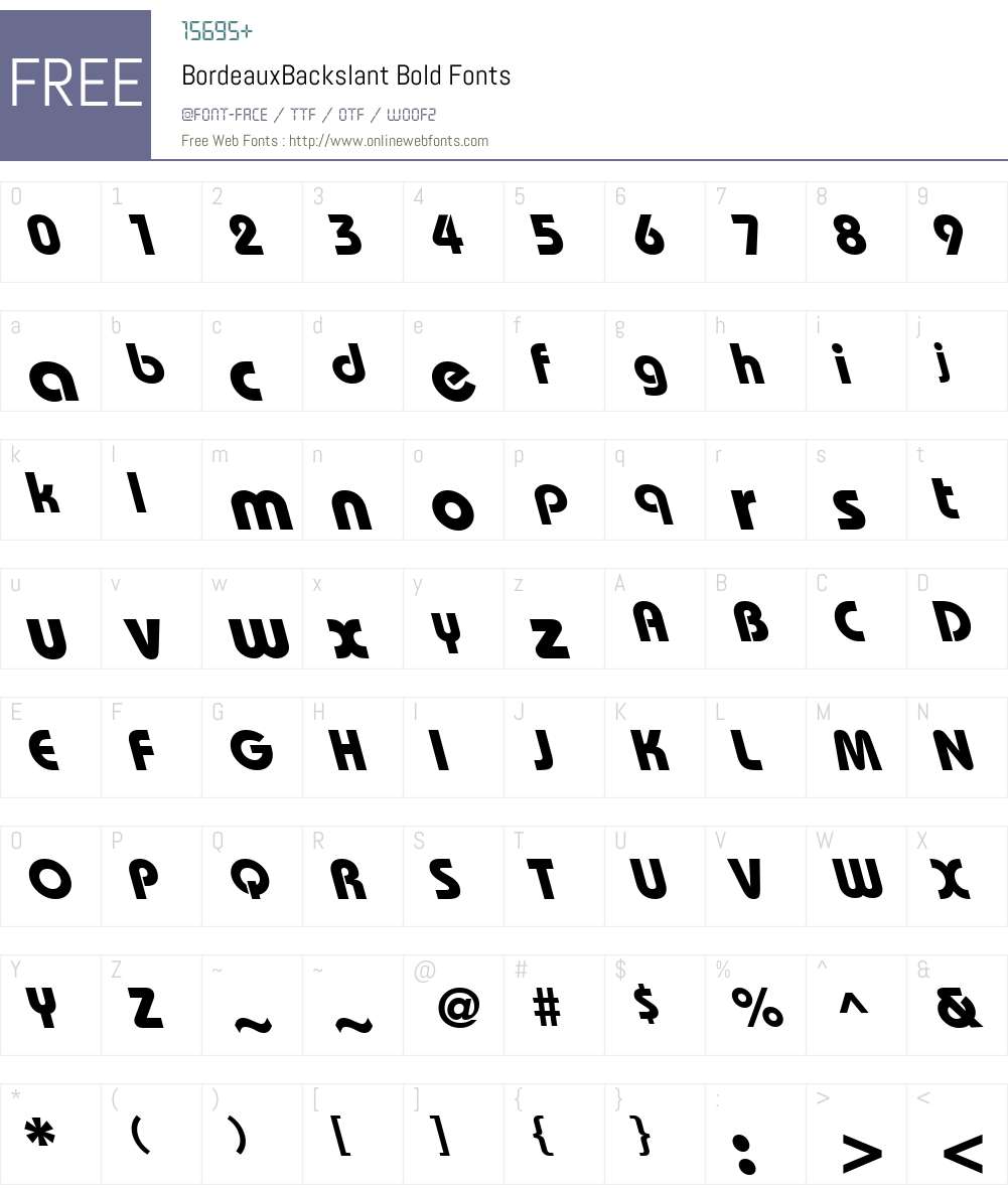 BordeauxBackslant Font Screenshots