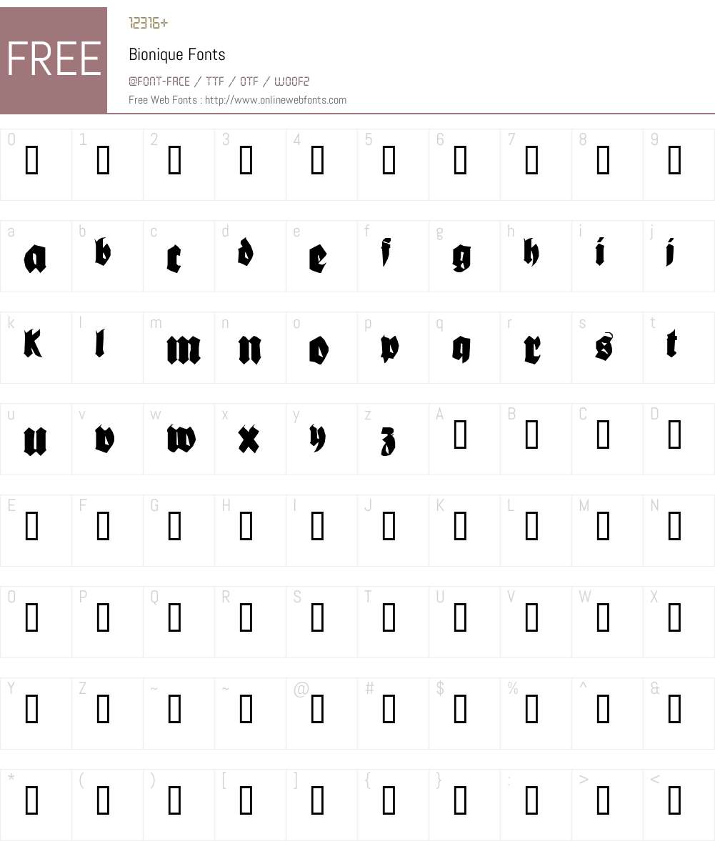 Bionique Font Screenshots