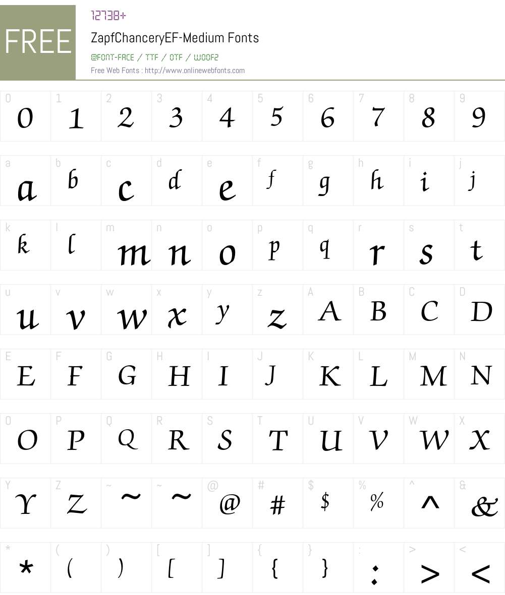 ZapfChanceryEF Font Screenshots