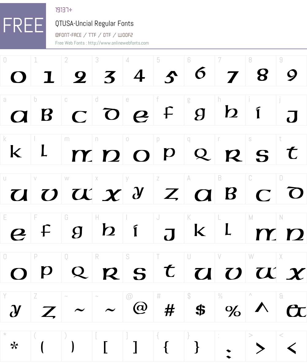 QTUSA-Uncial Font Screenshots