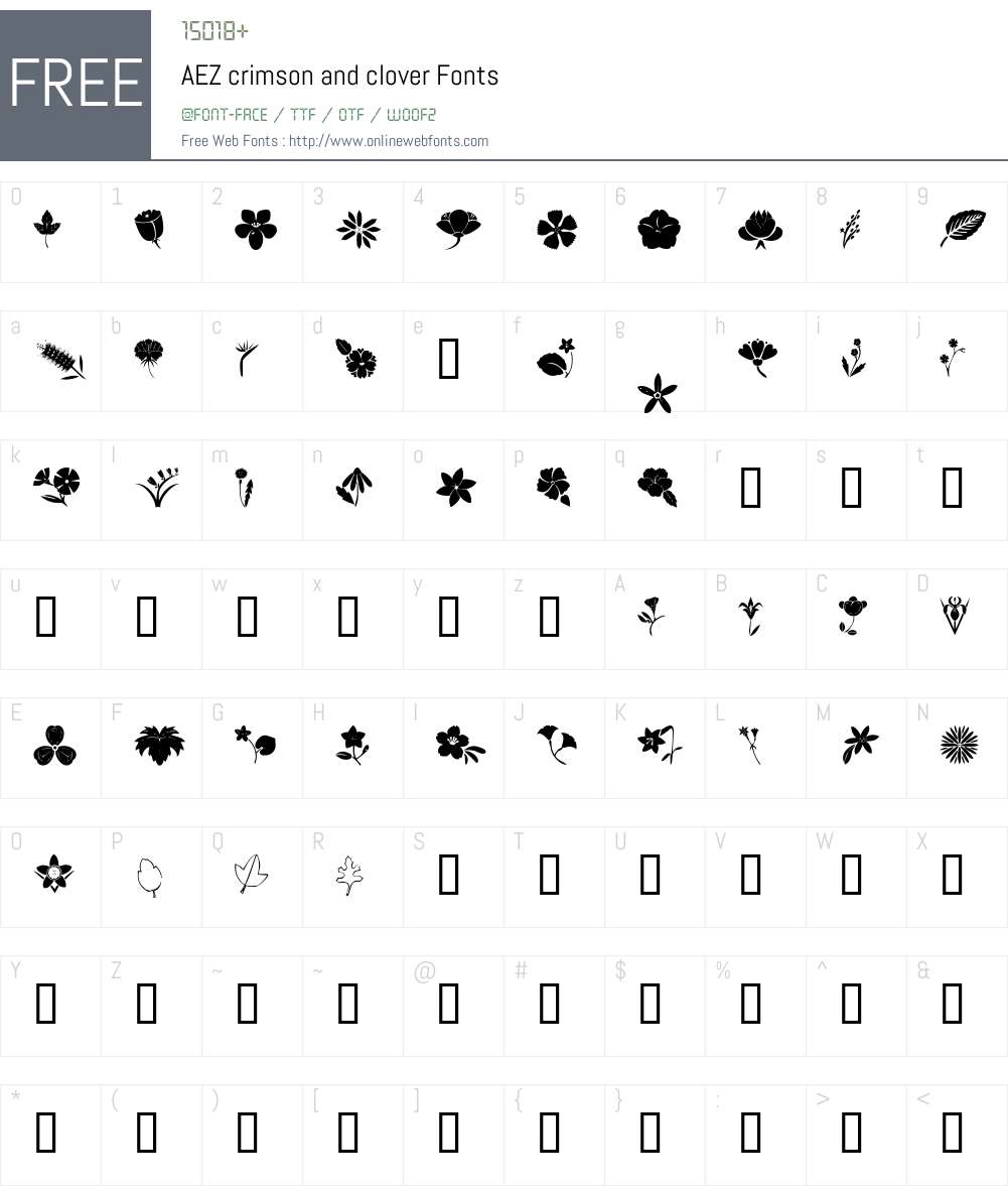 AEZ crimson and clover Font Screenshots