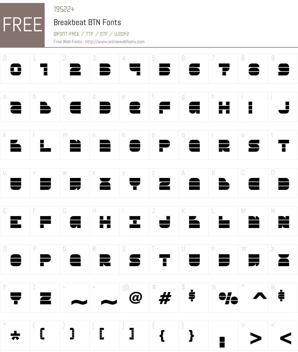 Breakbeat BTN Font Screenshots