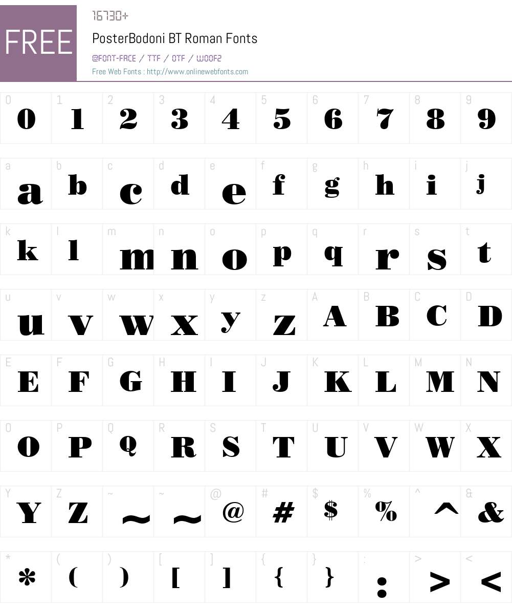 PosterBodoni BT Font Screenshots