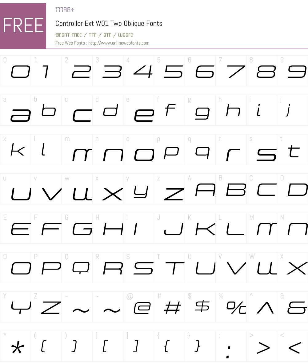 ControllerExtW01-TwoOblique Font Screenshots