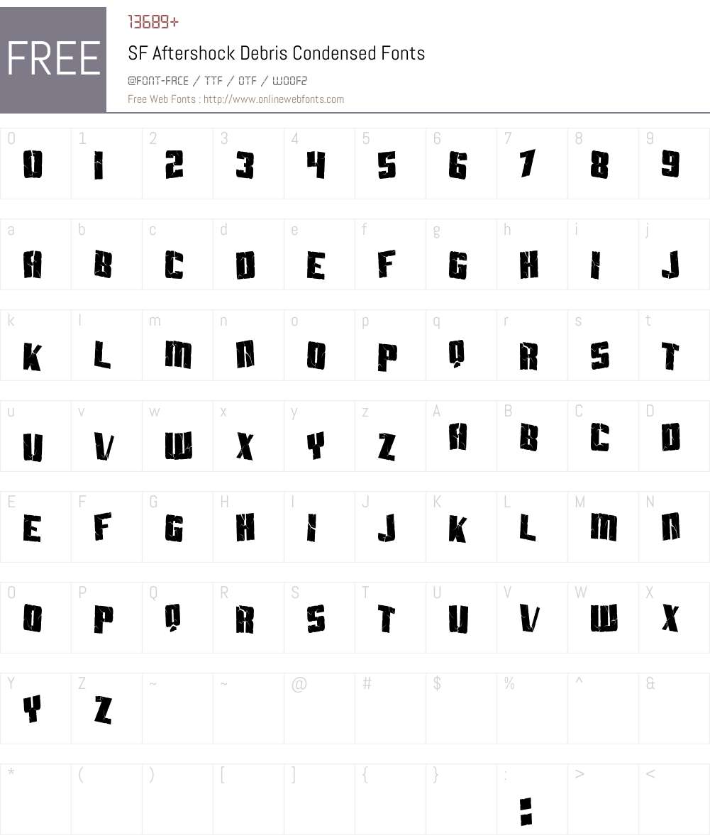 SF Aftershock Debris Condensed Font Screenshots