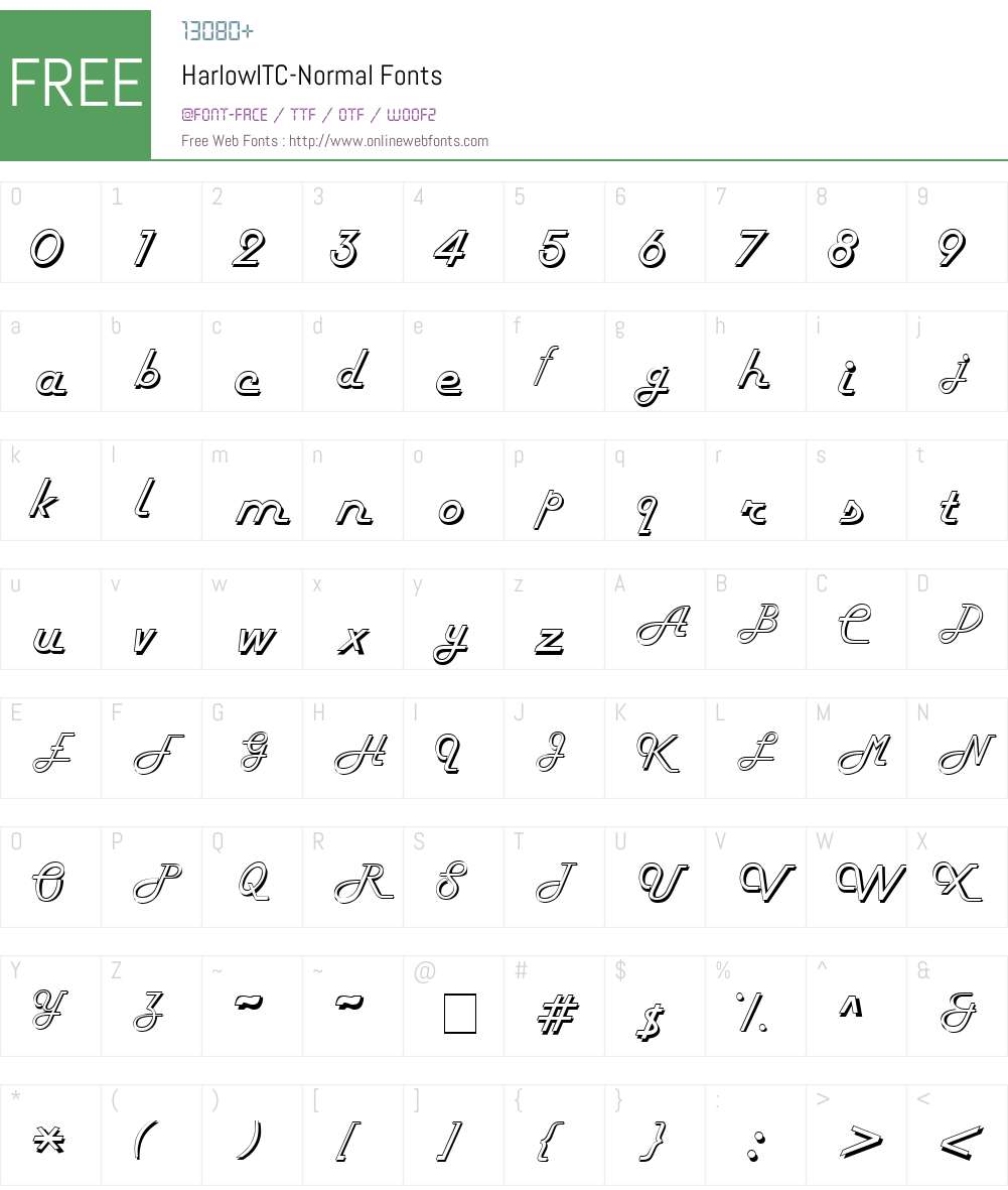 Harlow Font Screenshots