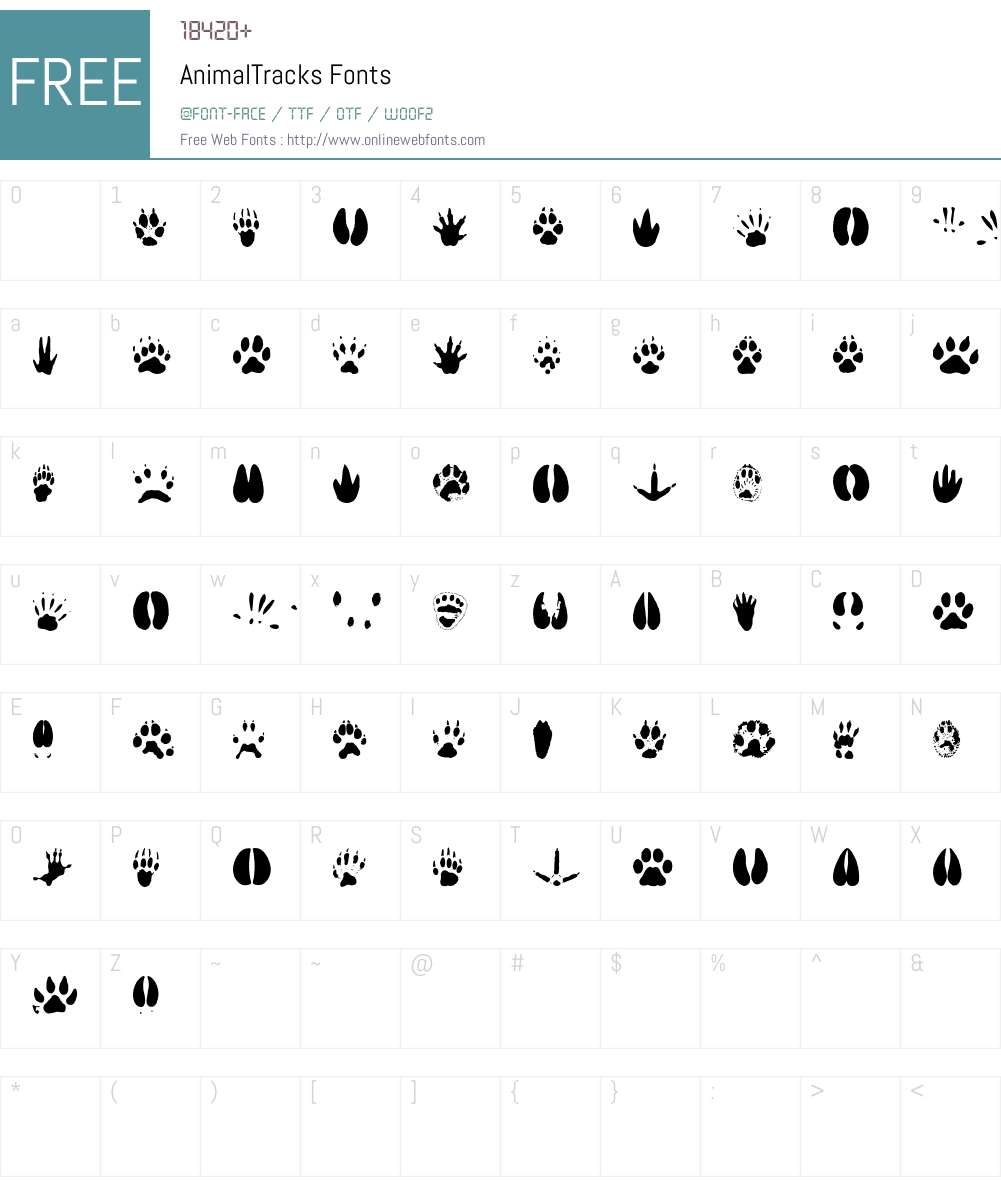 AnimalTracks Font Screenshots