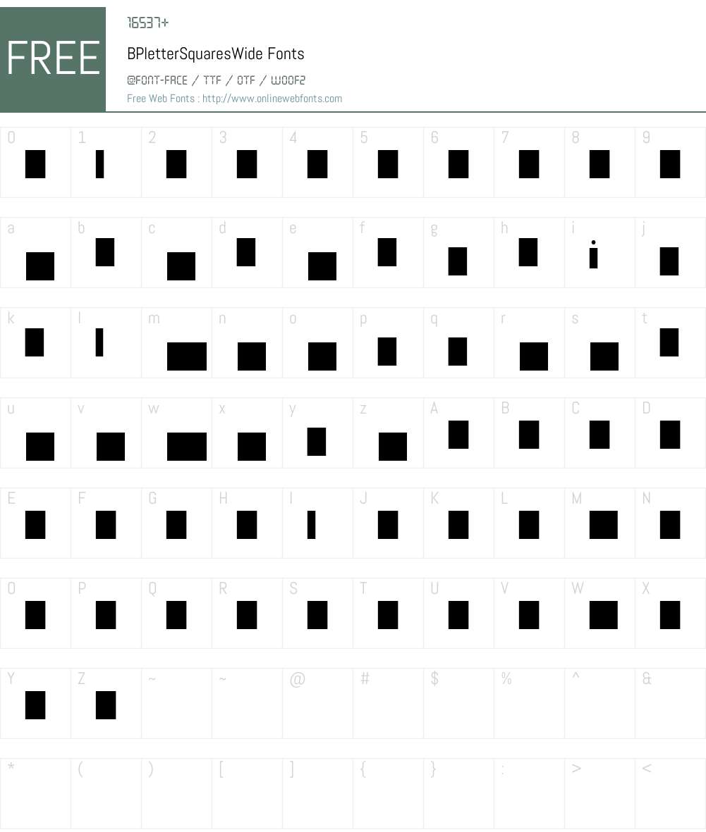 BPletterSquaresWide Font Screenshots
