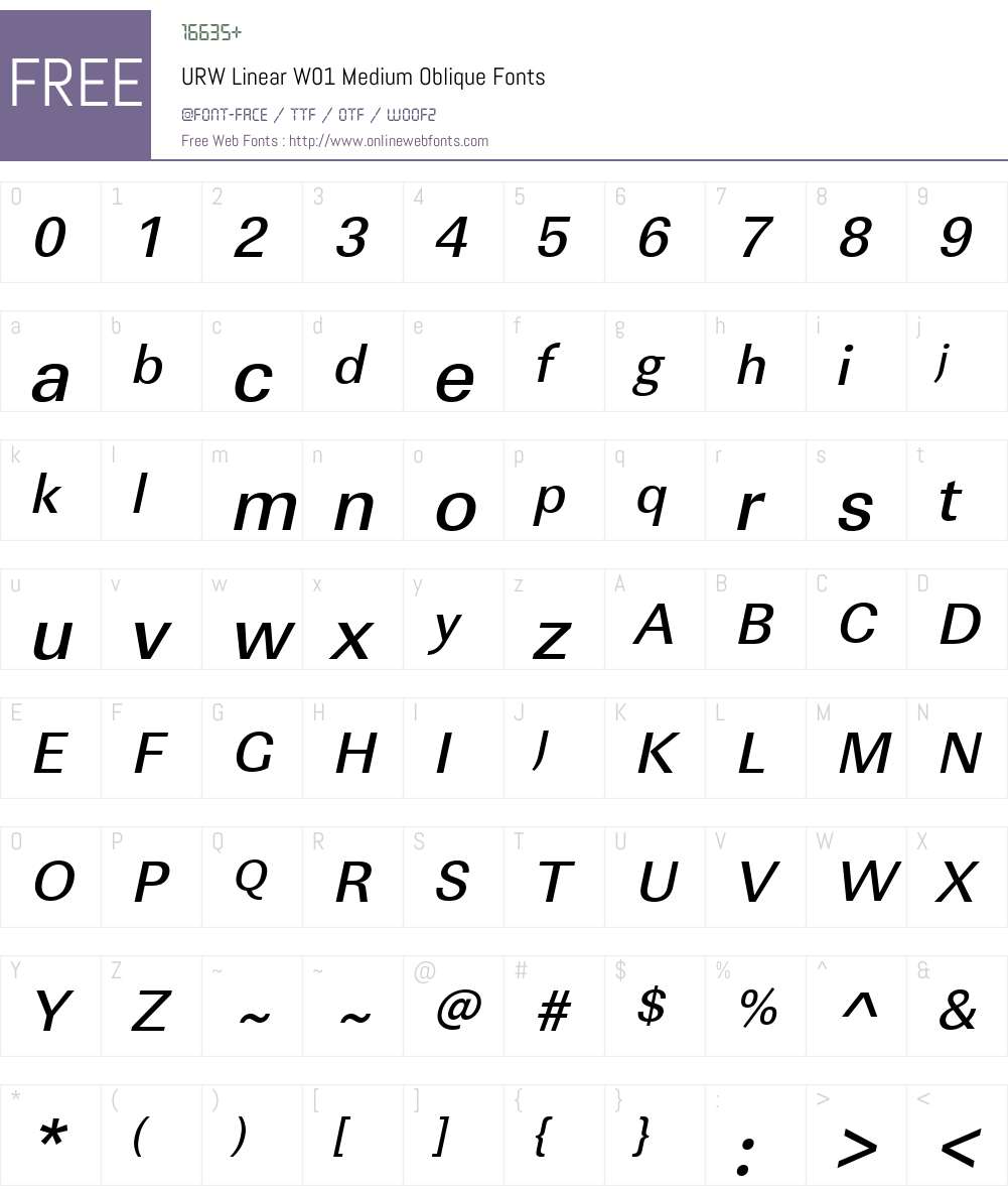 URWLinearW01-MediumOblique Font Screenshots