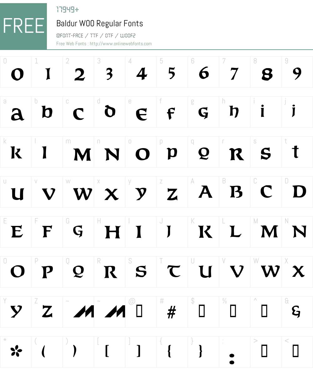 BaldurW00-Regular Font Screenshots