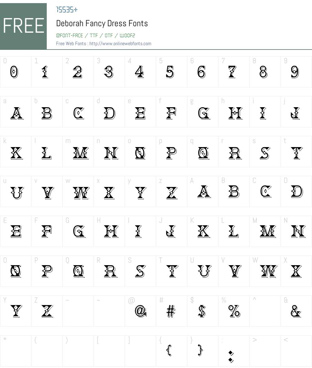Deborah Fancy Dress Font Screenshots