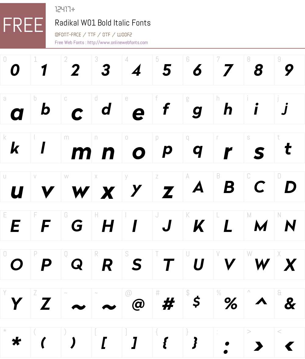 RadikalW01-BoldItalic Font Screenshots