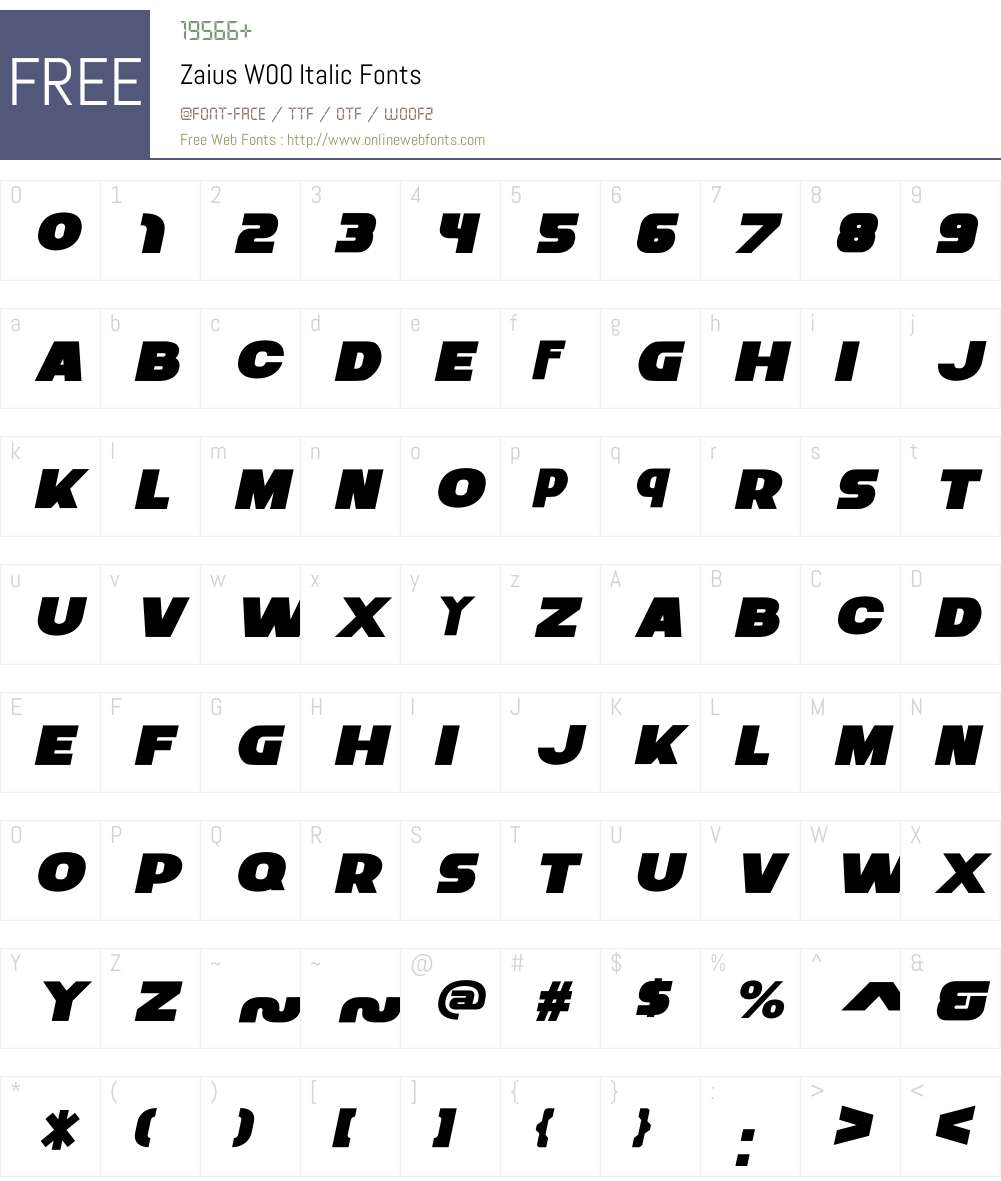ZaiusW00-Italic Font Screenshots