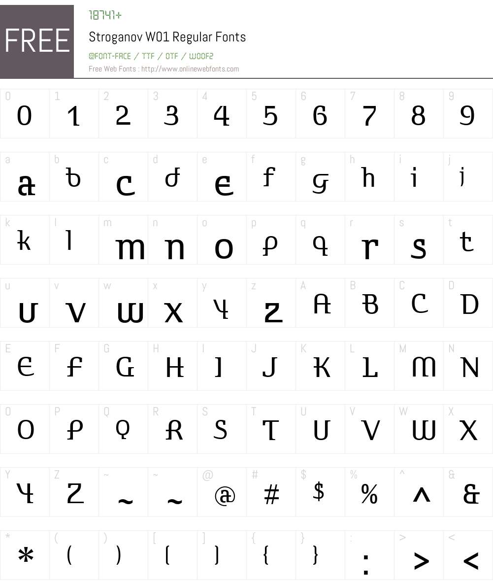 StroganovW01-Regular Font Screenshots