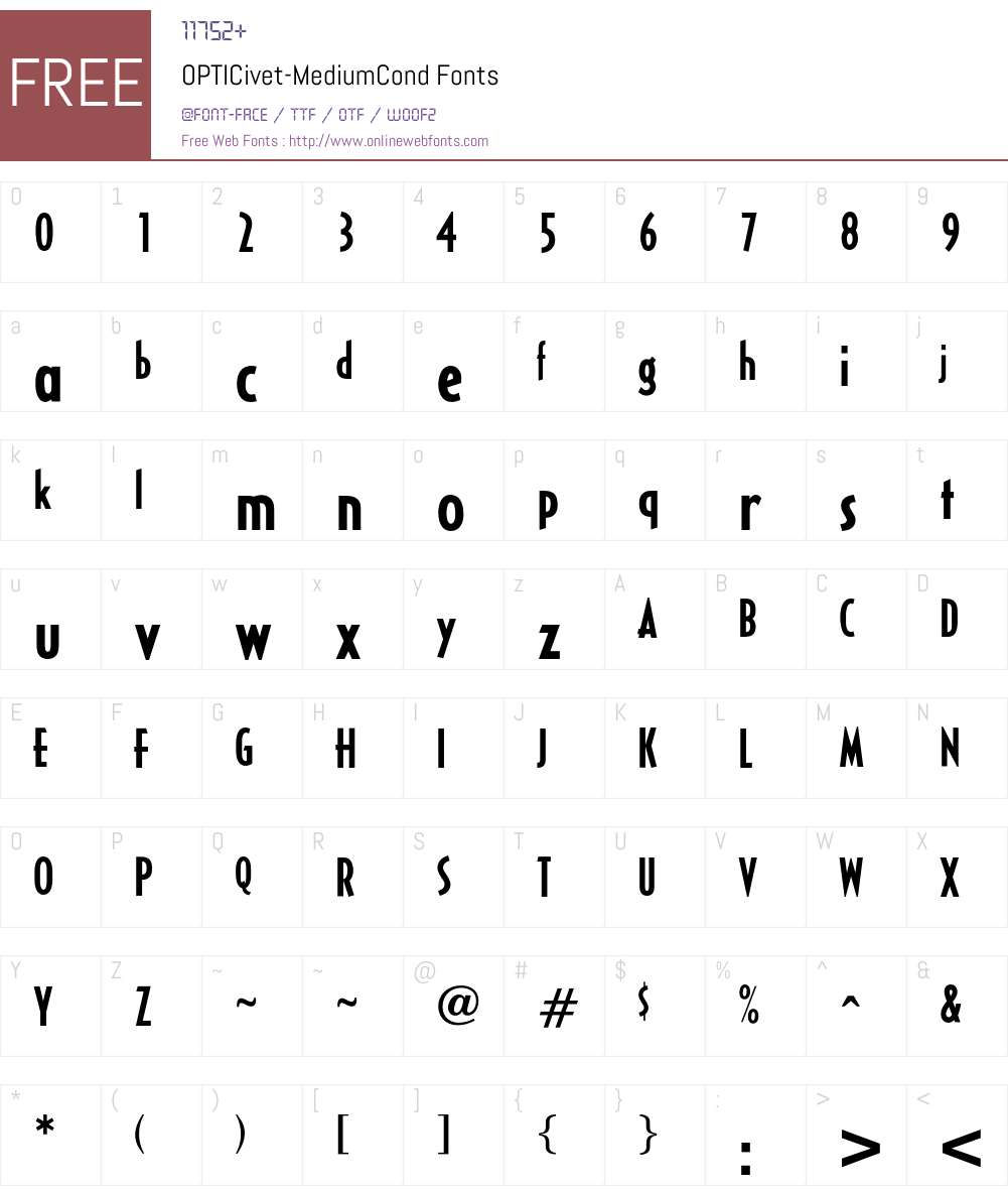 OPTICivet Font Screenshots