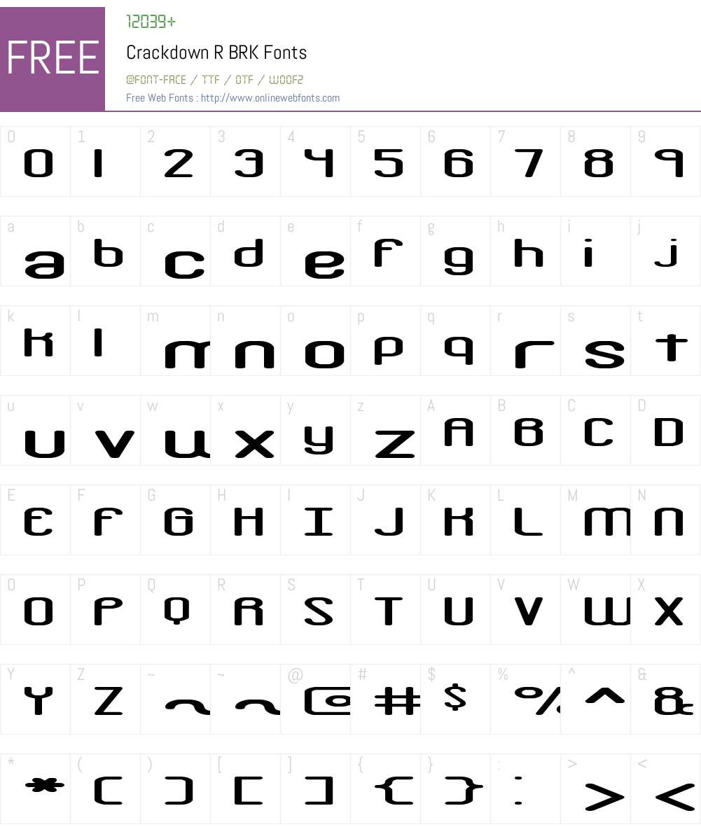 Crackdown R BRK Font Screenshots