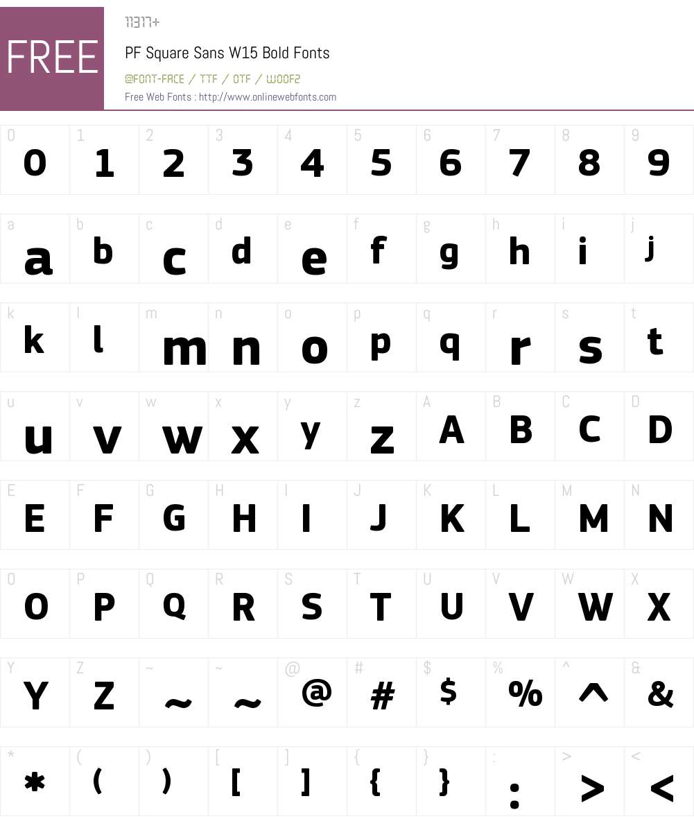 PFSquareSansW15-Bold Font Screenshots