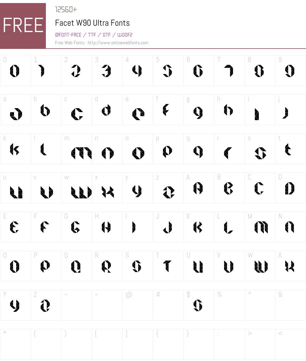 FacetW90-Ultra Font Screenshots