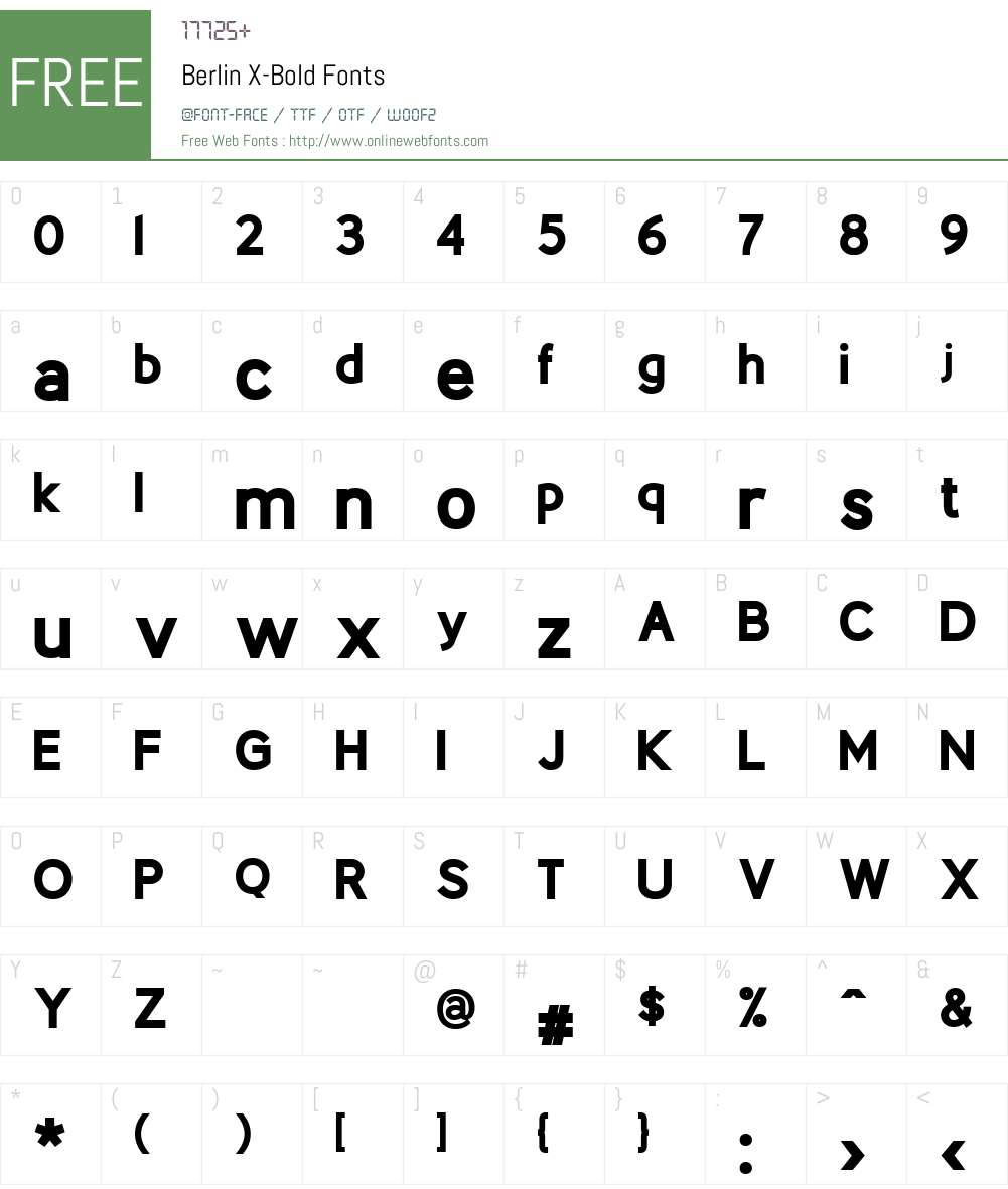 Berlin XBold Font Screenshots