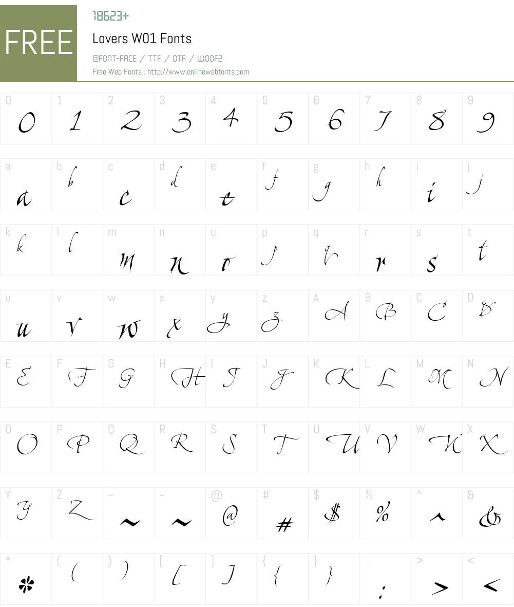 LoversW01 Font Screenshots
