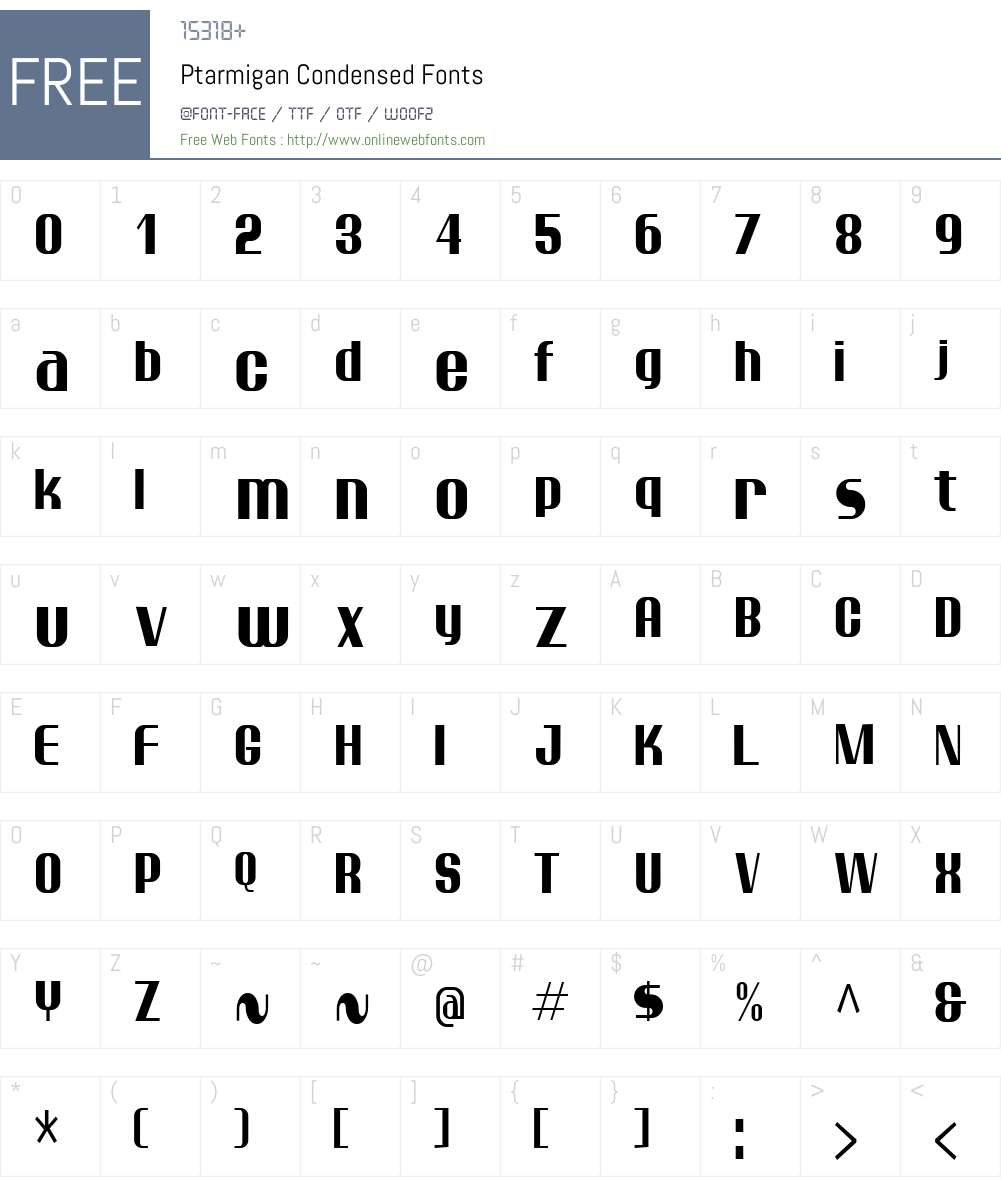Ptarmigan Condensed Font Screenshots