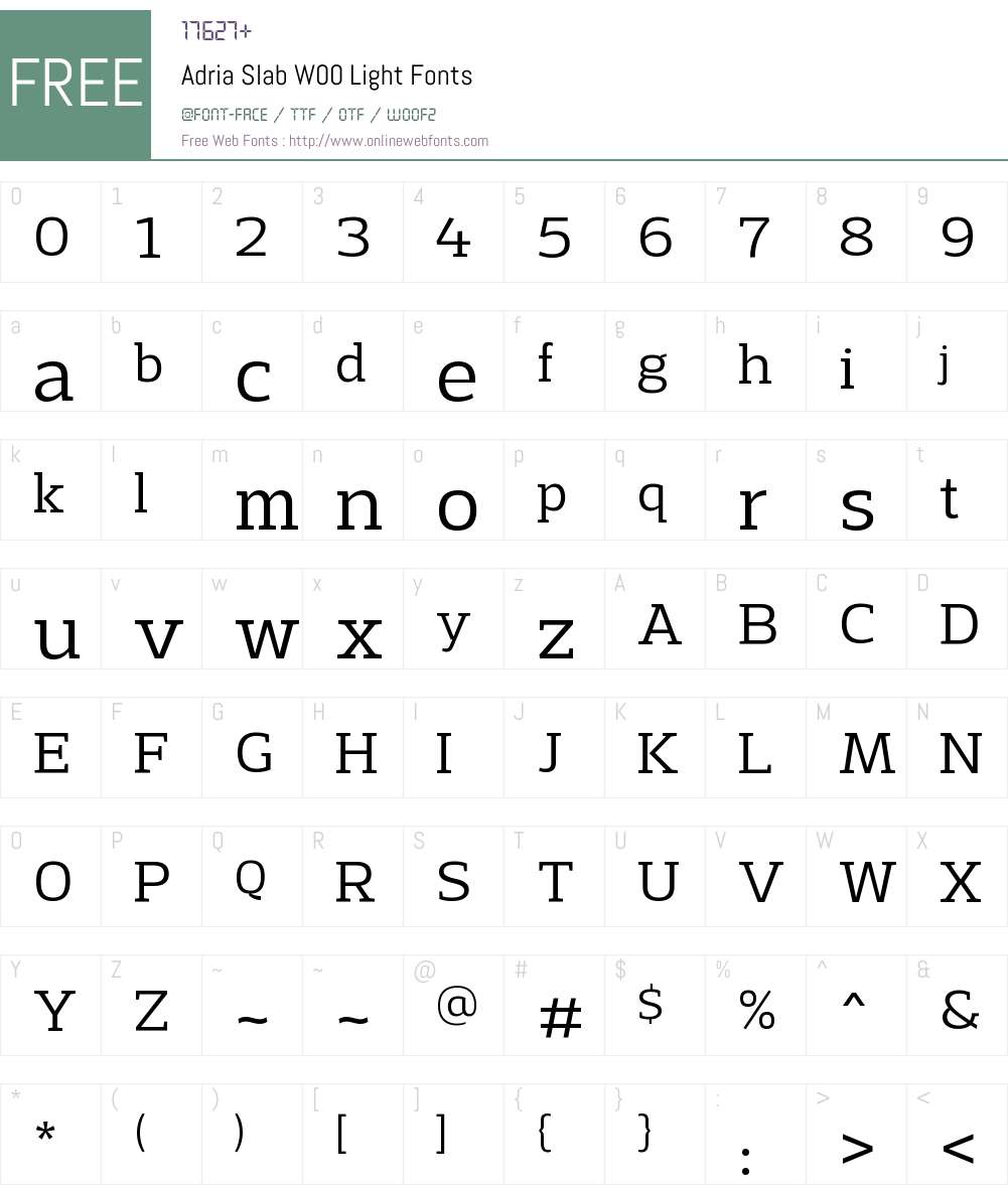 AdriaSlabW00-Light Font Screenshots