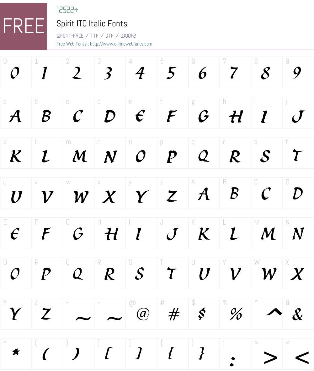 Spirit ITC Font Screenshots