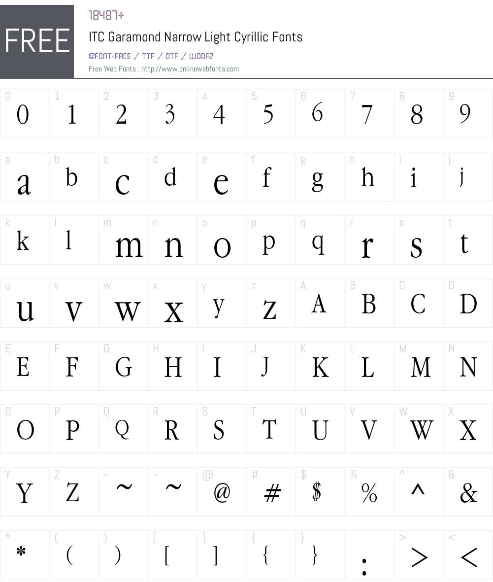 GaramondNarrowC Font Screenshots