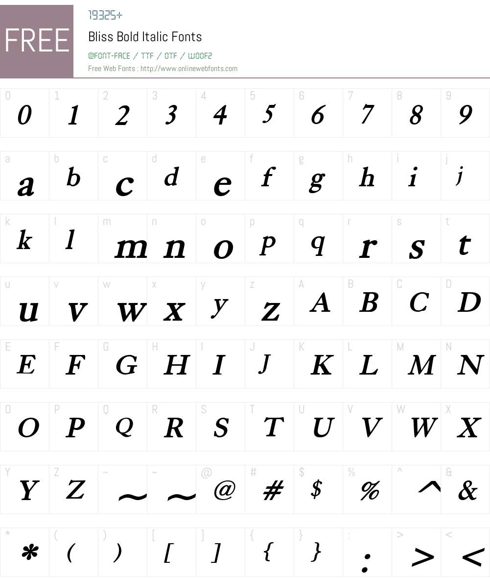 Bliss Font Screenshots