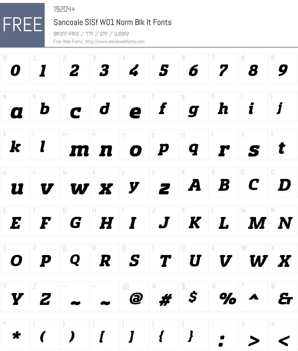 SancoaleSlSfW01-NormBlackIt Font Screenshots