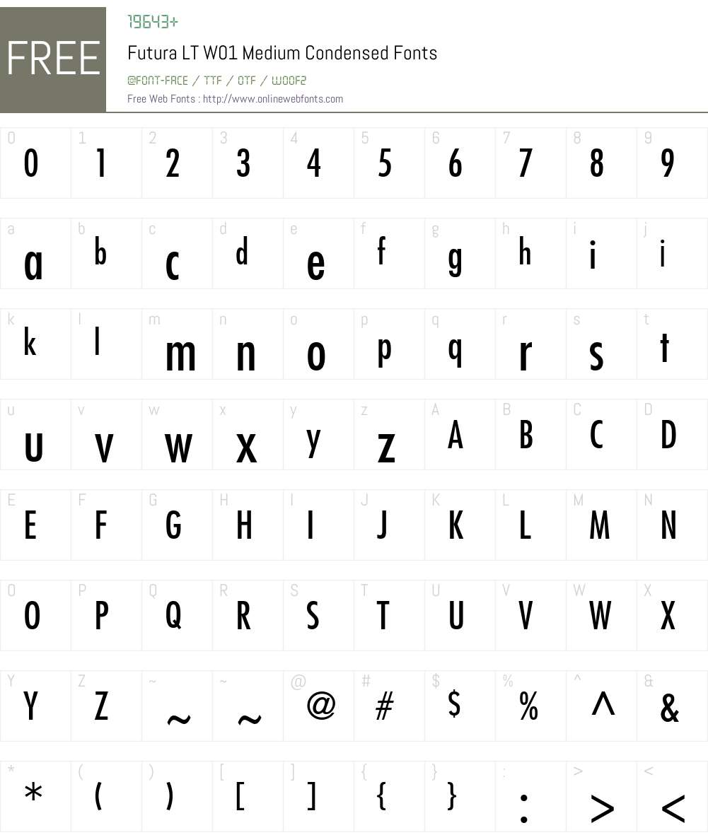 FuturaLTW01-MediumCondensed Font Screenshots