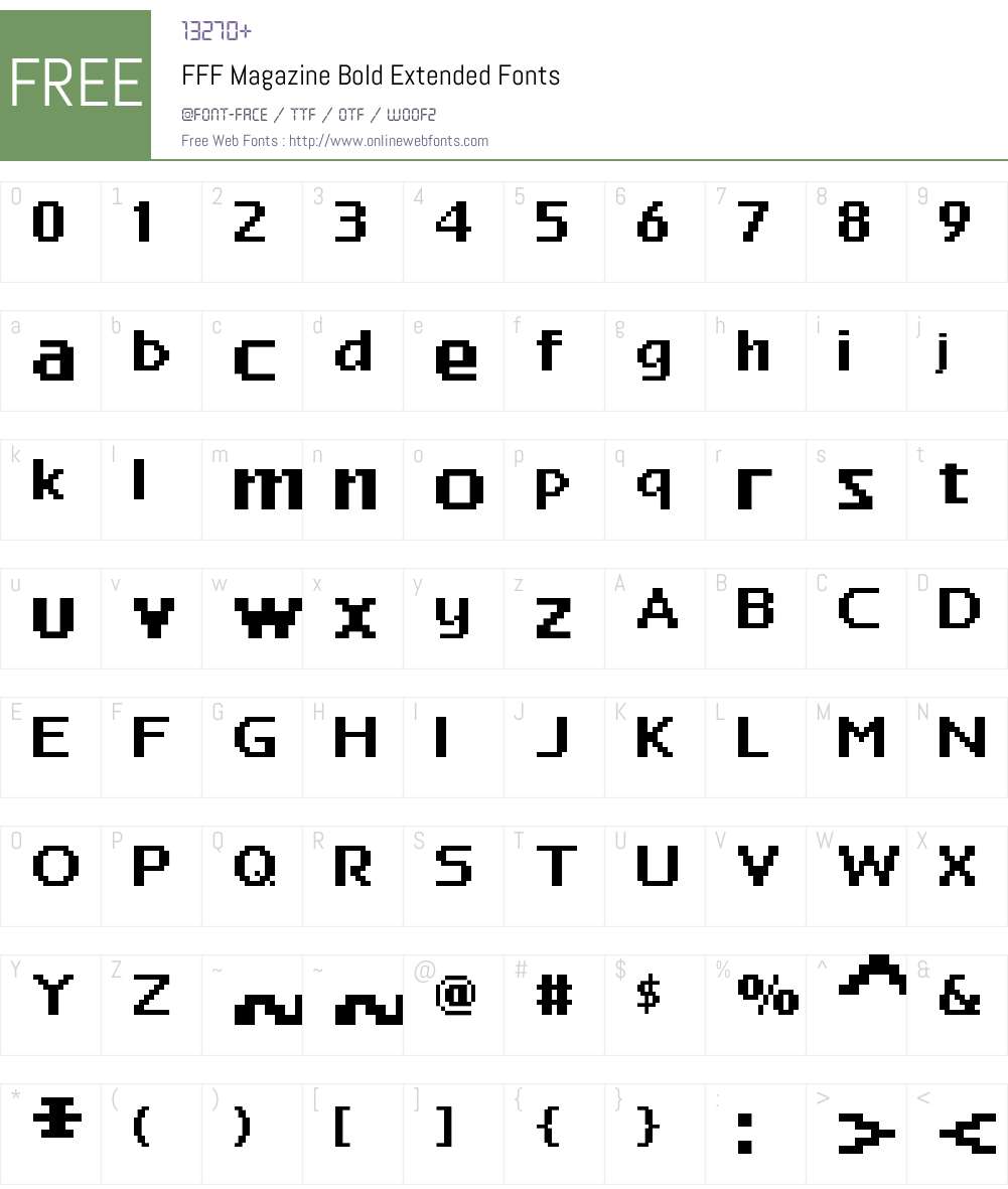 FFF Magazine Bold Extended Font Screenshots