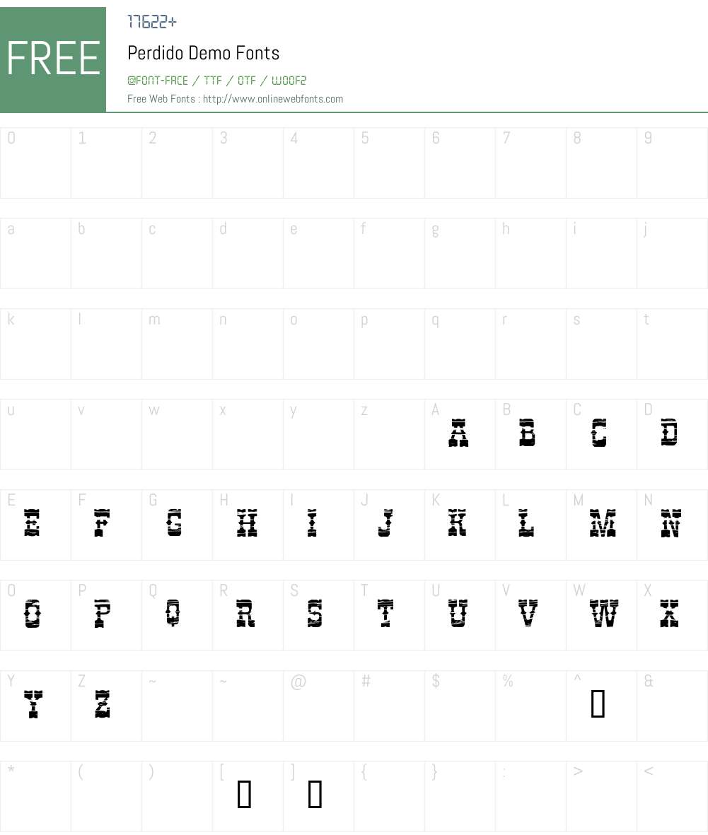 Perdido Demo Font Screenshots