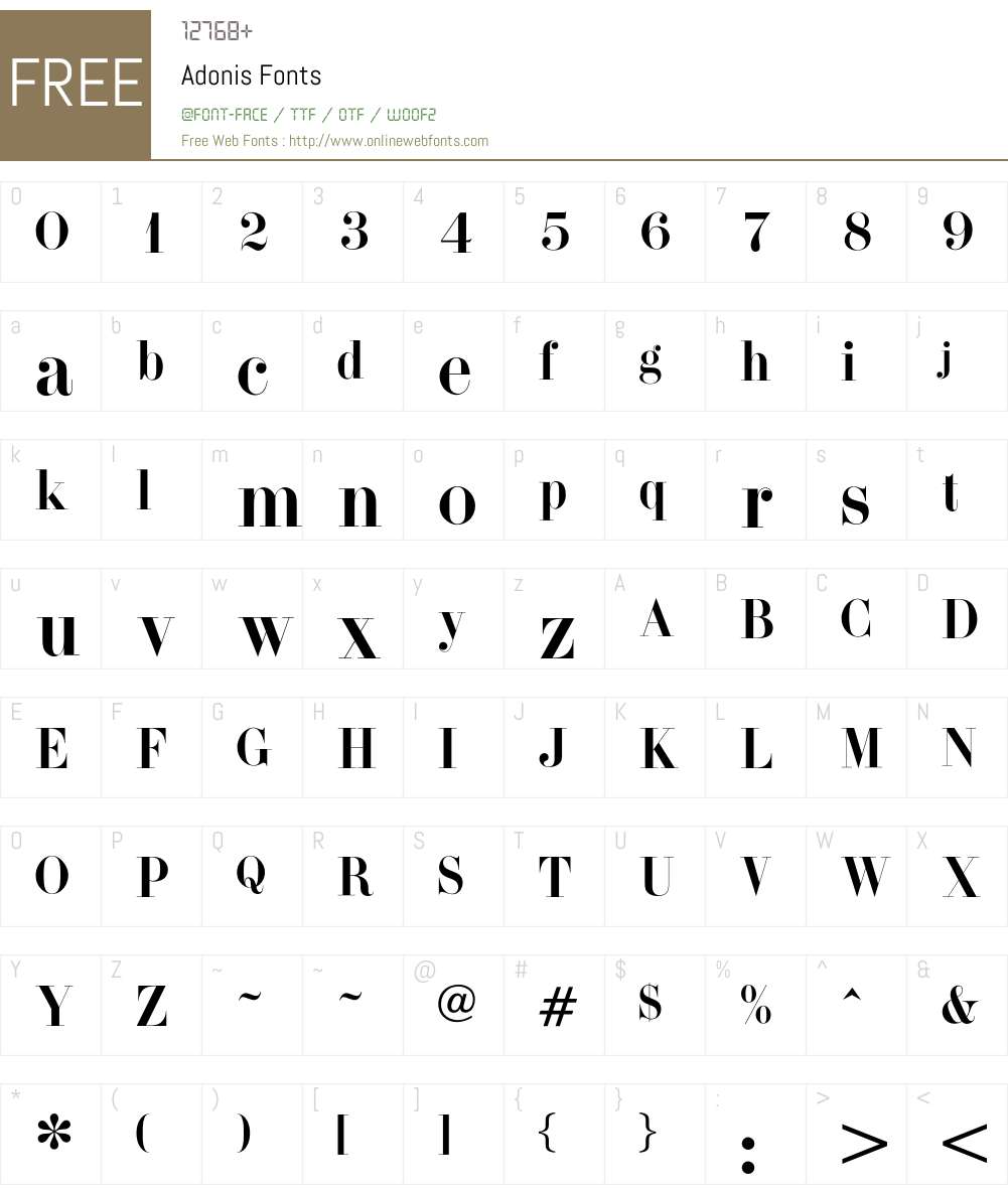 Adonis Font Screenshots