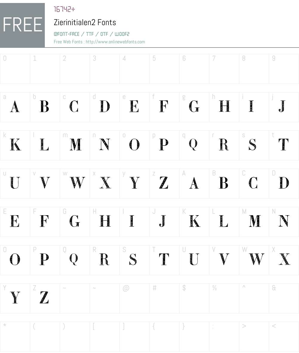 Zierinitialen Font Screenshots