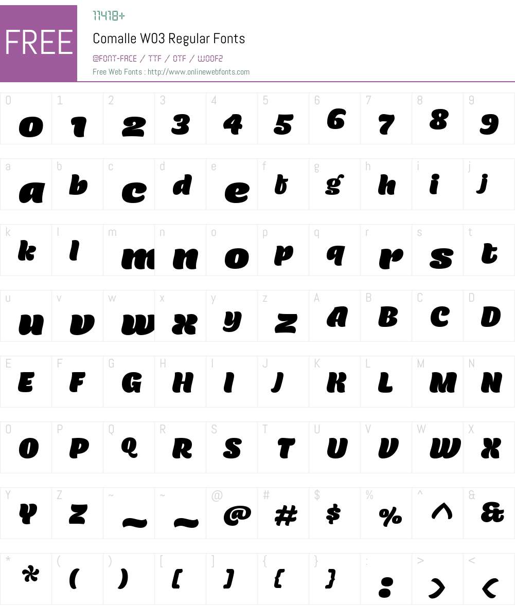 Comalle Font Screenshots