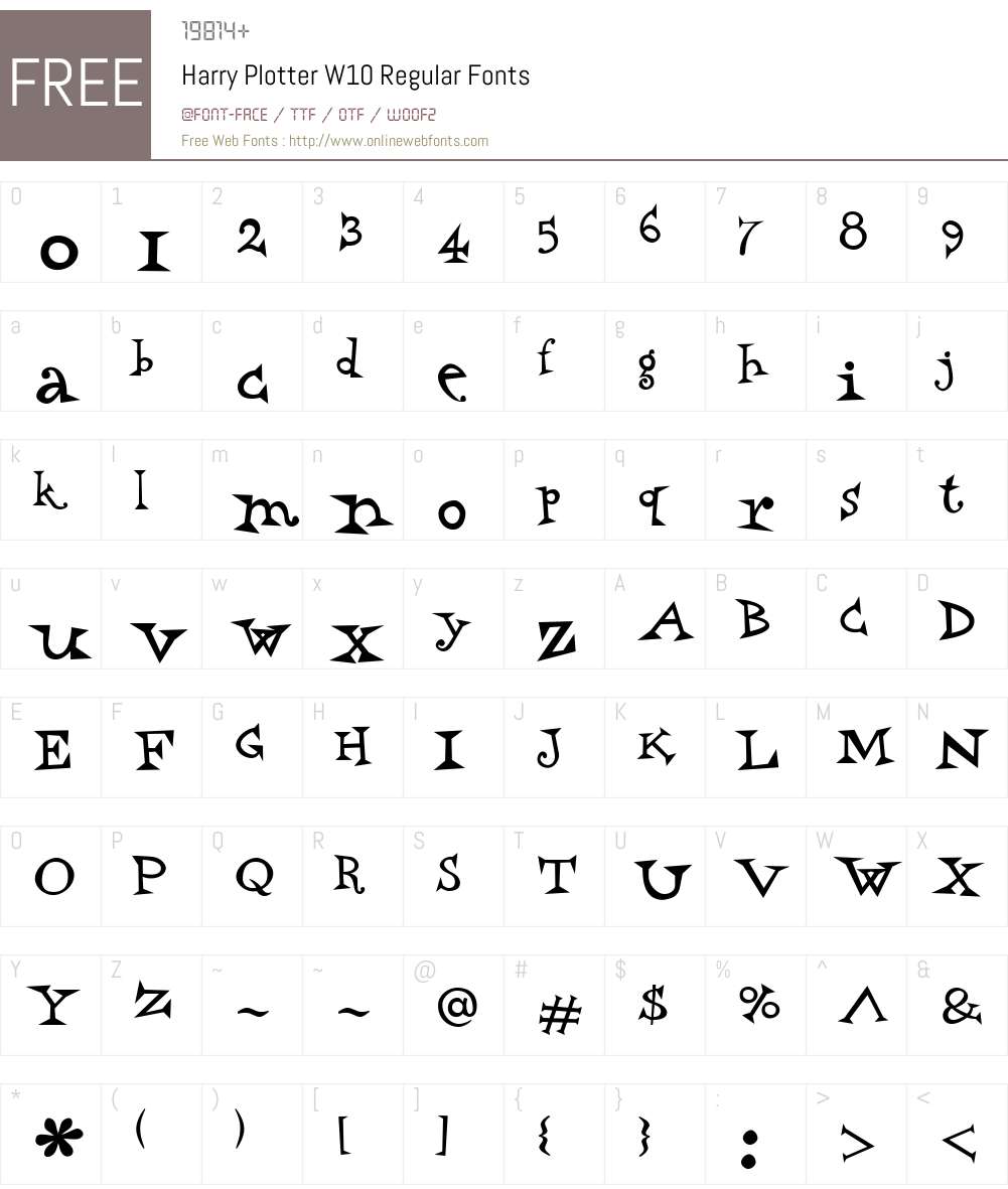 Harry Plotter Font Screenshots