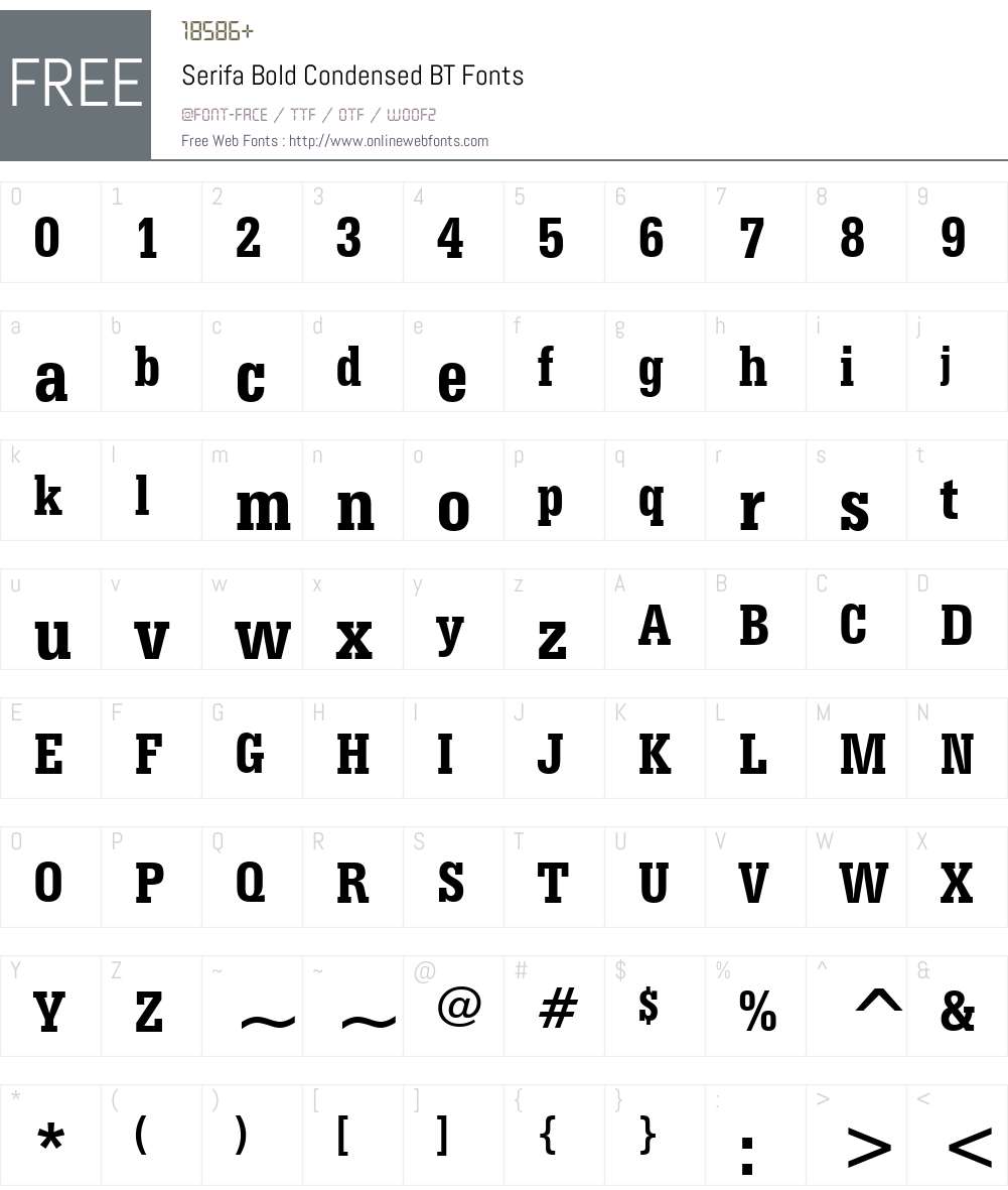 Serifa BdCn BT Font Screenshots