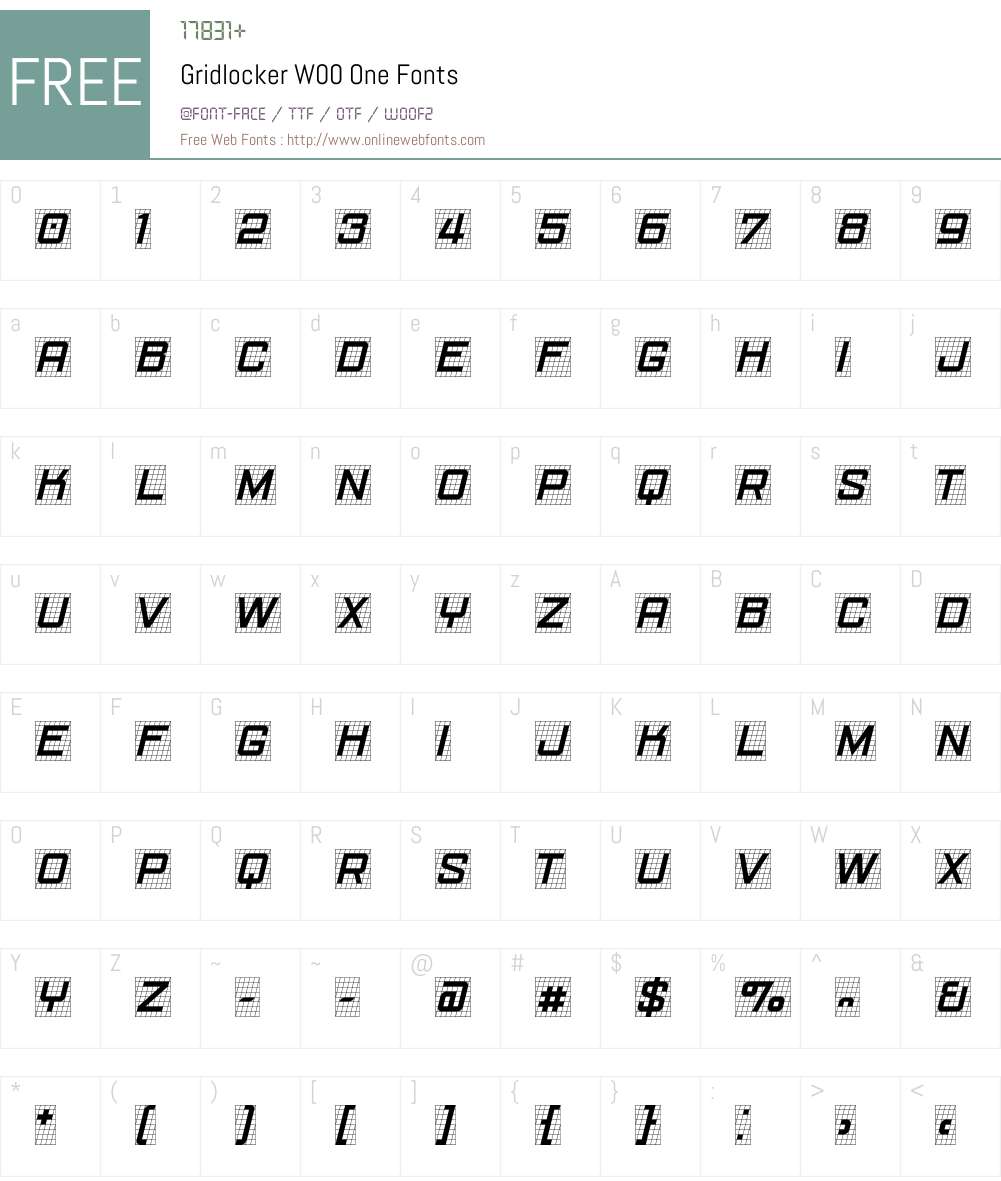 GridlockerW00-One Font Screenshots