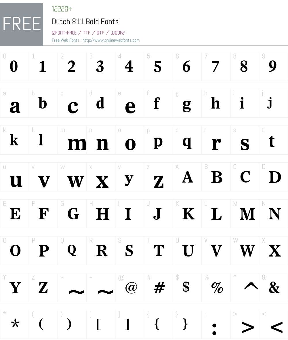Dutch 811 Font Screenshots