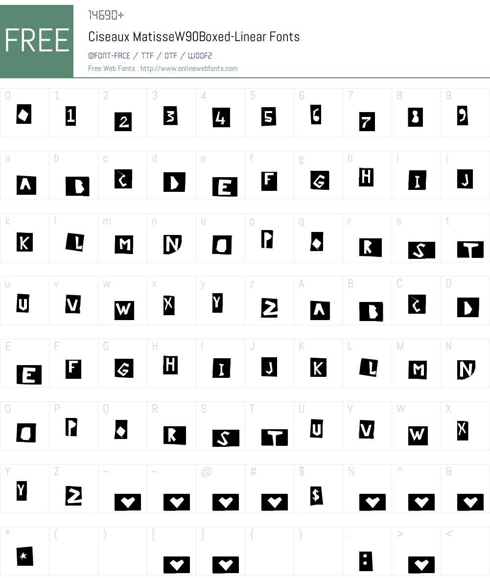 CiseauxMatisseW90-Boxed-Linear Font Screenshots