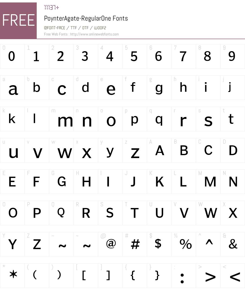 PoynterAgate Font Screenshots