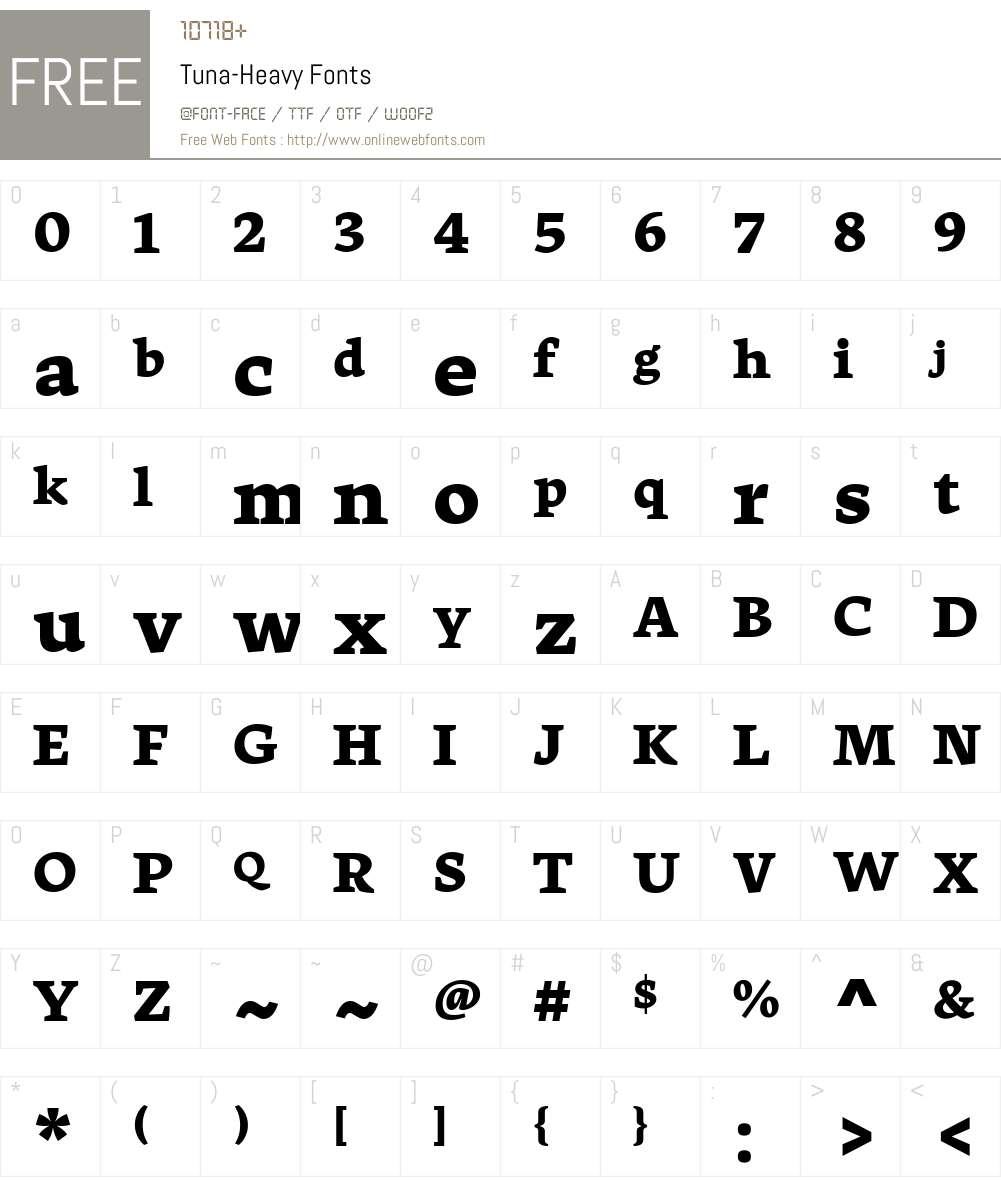 Tuna-Heavy Font Screenshots