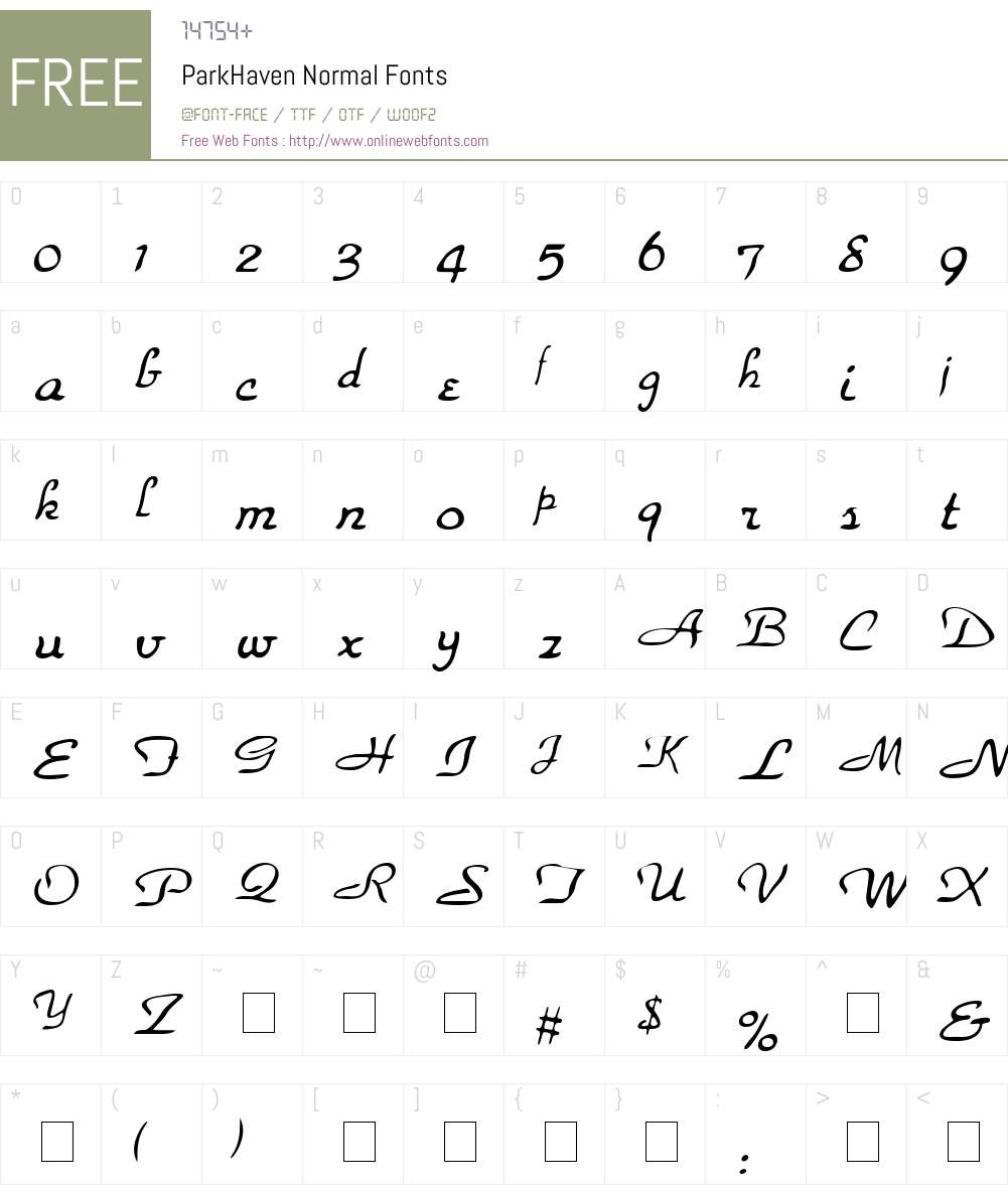 ParkHaven Font Screenshots